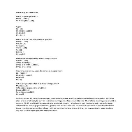 Magazine Research Questionnaire | DOCX