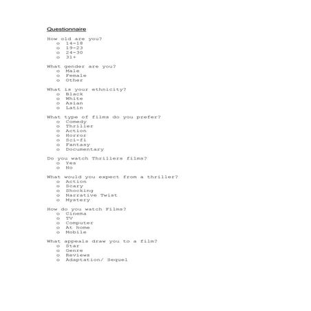 Media questionnaire 1