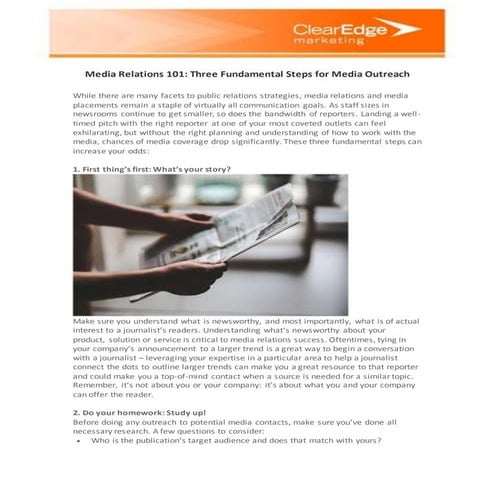 Media Relations 101: Three Fundamental Steps for Media Outreach