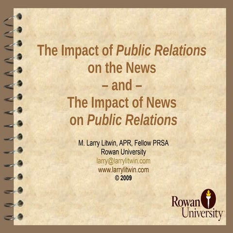 Media Relations for use with "The Public Relations Practitioner's Playbook" 2...