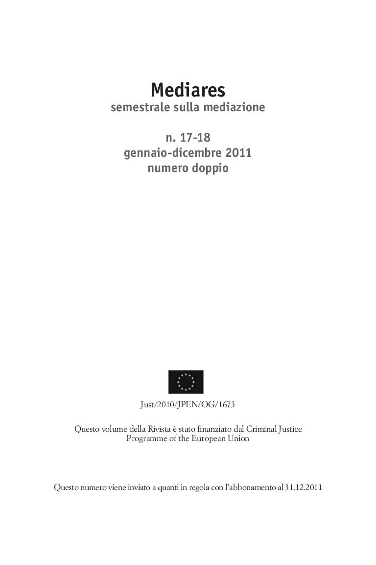 Mediares Semestrale Sulla Mediazione Gennaio Dicembre 2011