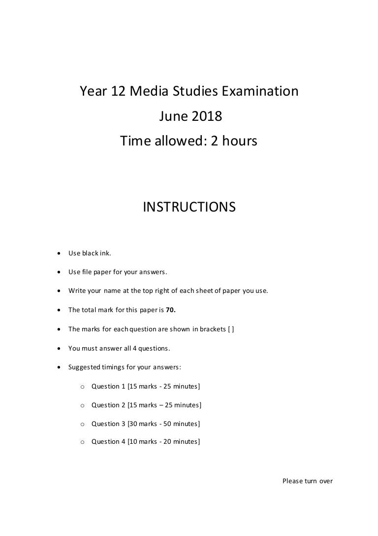 Media studies year 12 exam