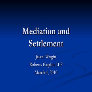 Mediation And Settlement
