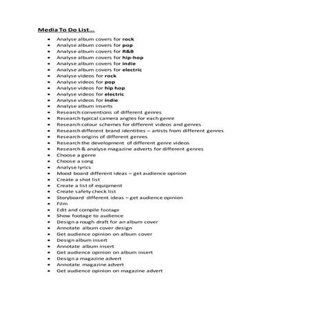 Media to do list