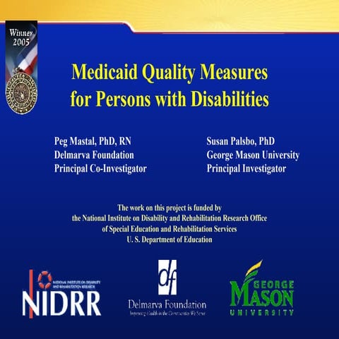 Medicaid Quality Measures for Persons with Disabilities