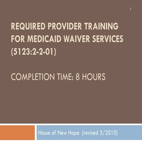 8 Hour Required Medicaid Preservice