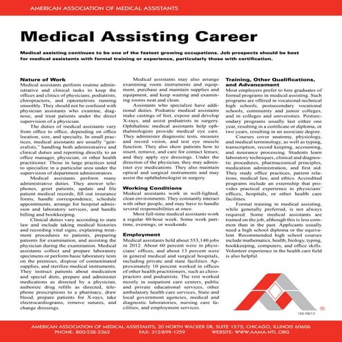 Medical Assisting Career Report