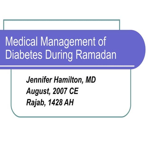 Medical Management During Ramadan