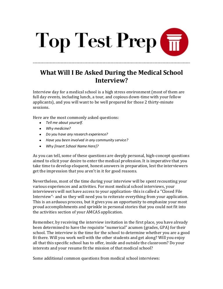 What Will I Be Asked During the Medical School Interview? TopTestPr…