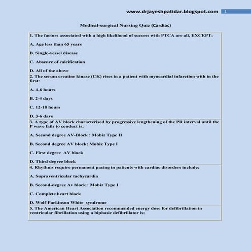 Medical surgical nursing quiz