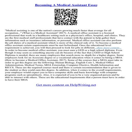 Medical Assistant Essay | PDF