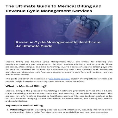 The Ultimate Guide to Medical Billing and Revenue Cycle Management Services