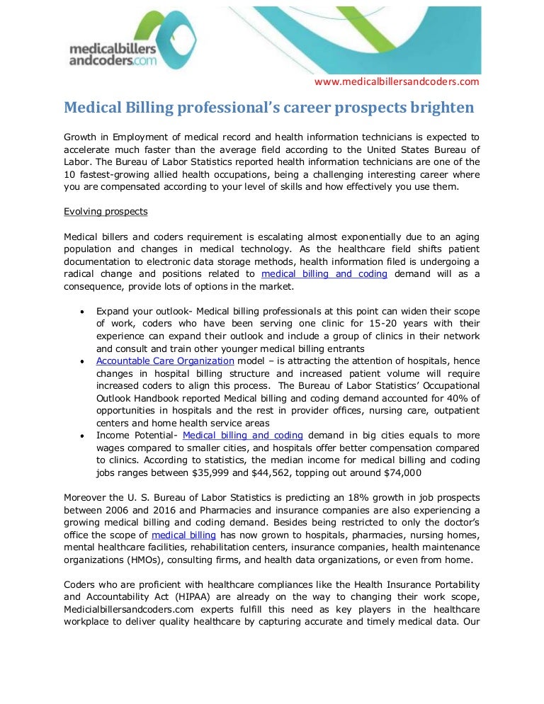 Medical Billing professional’s career prospects brighten