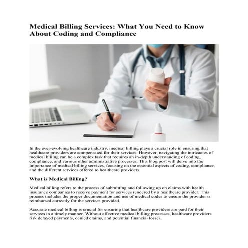 Medical Billing Services: What You Need to Know About Coding and Compliance