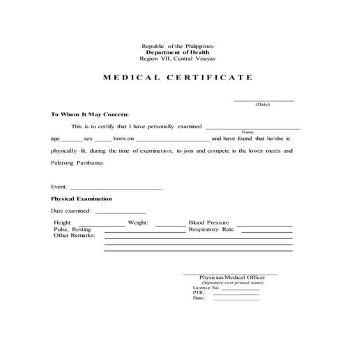 Template Medical Certificate