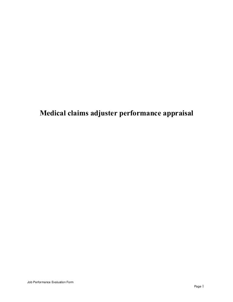 Medical claims adjuster performance appraisal