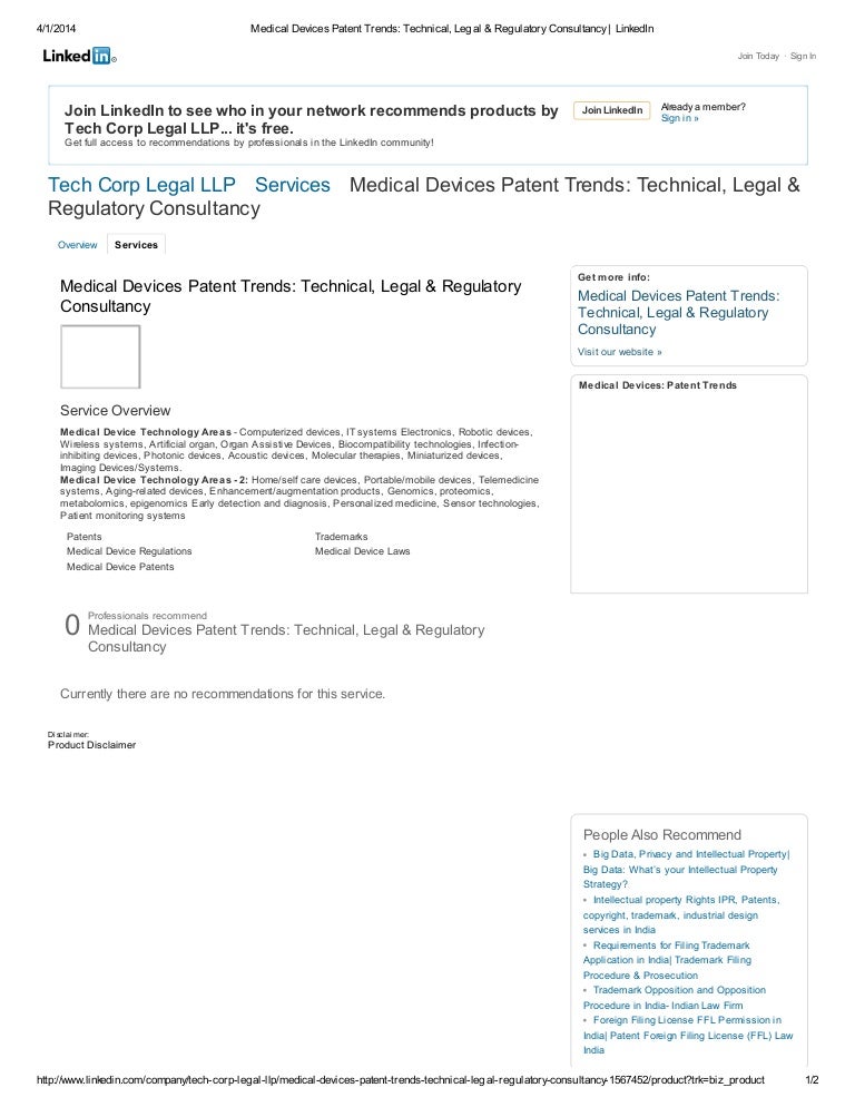 Medical devices patent trends technical, legal & regulatory consultan…