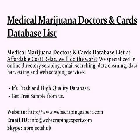 Medical Marijuana Doctors & Cards Database List