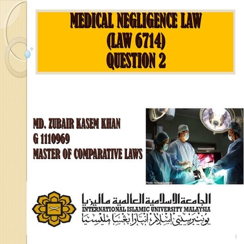 Medical negligence Law (Problem Solving Answer).