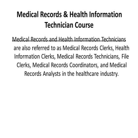 Medical records & health information technician course | DOCX