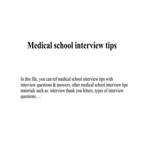 Medical school interview tips
