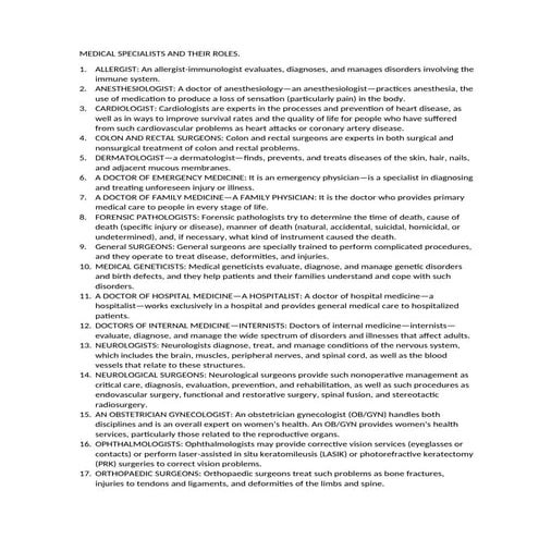 Medical specializations | PDF