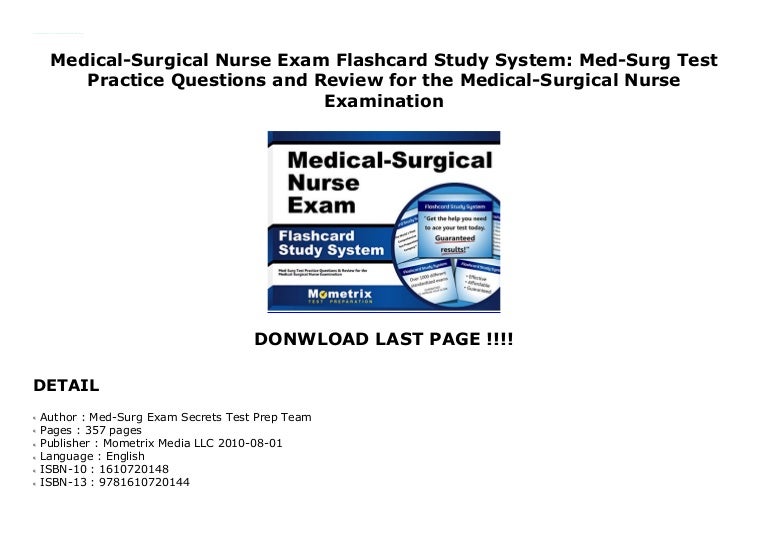 MedicalSurgical Nurse Exam Flashcard Study System MedSurg Test Pra…