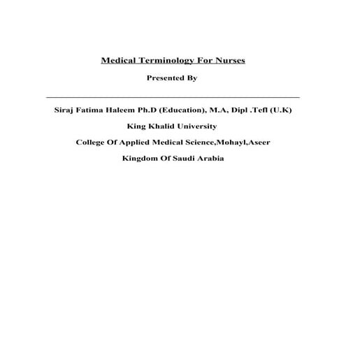 Medical terminologyfornurses -final