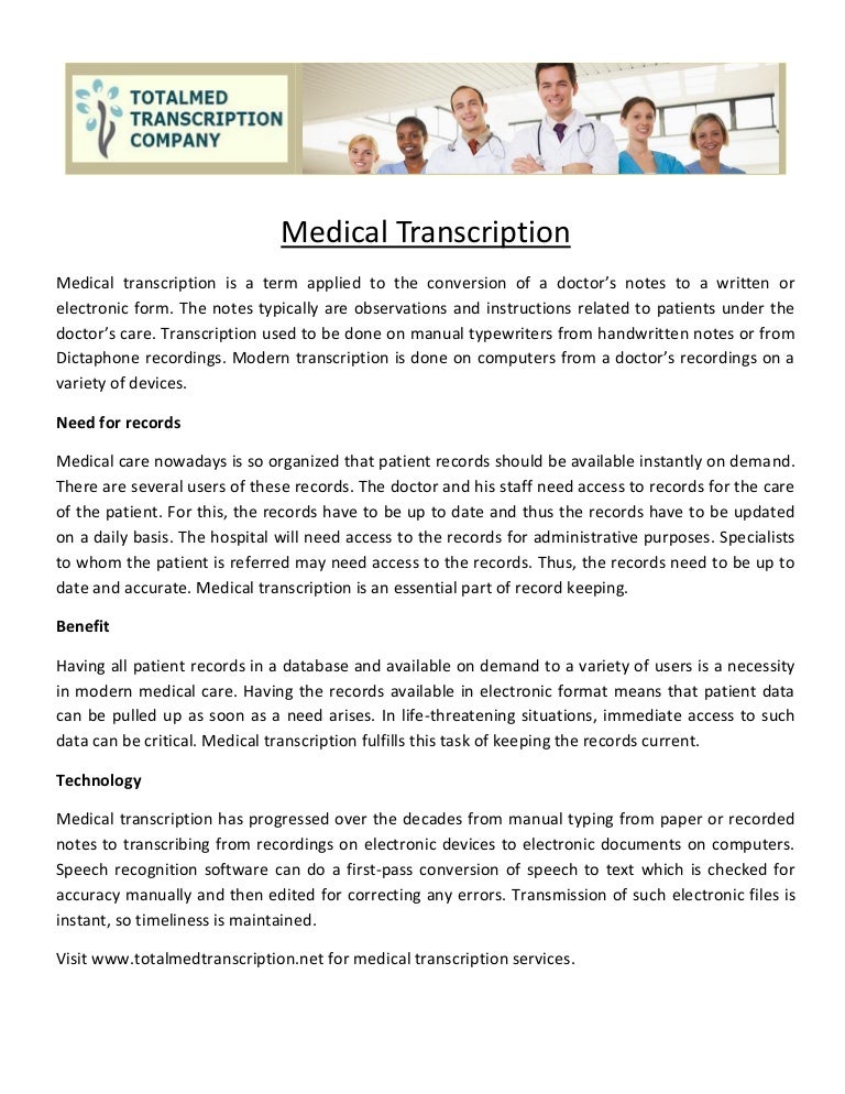 Medical transcription