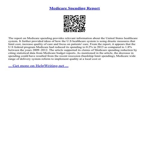 Medicare Spending Report