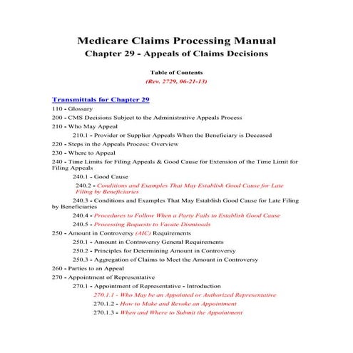 Medicare tfl limit  appeal of claim decission