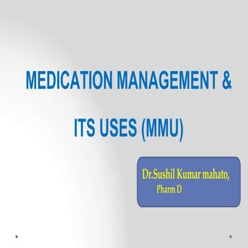 MANAGEMENT OF MEDICATION IN HOSPITALS | PPTX