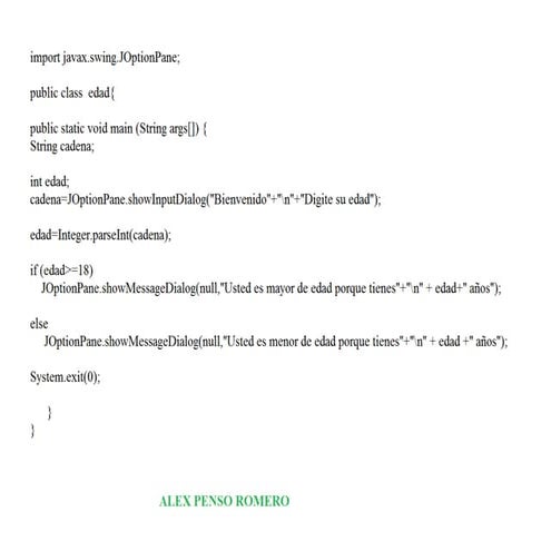 Me dice si soy o no mayor de edad. en java