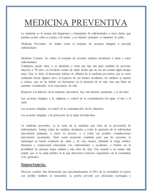 Medicina Preventiva | PPT