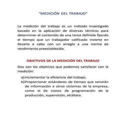 Medición del trabajo