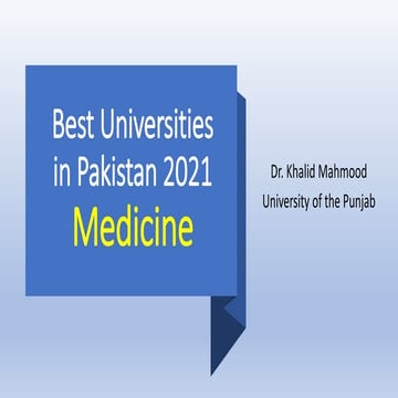 Best Universities in Pakistan 2021: Medicine