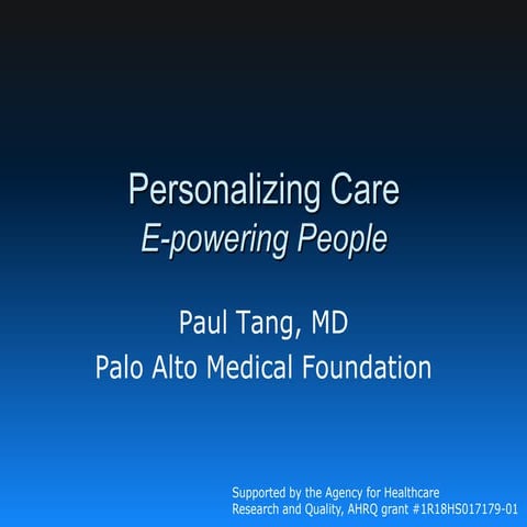 Paul Tang: Personalizing care, e-powering people