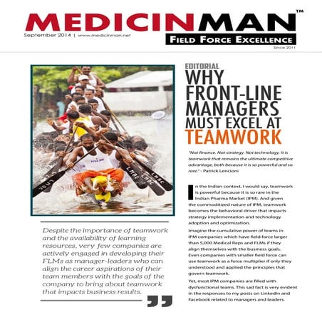 Why Pharma Front-line Managers Must Excel at Teamwork
