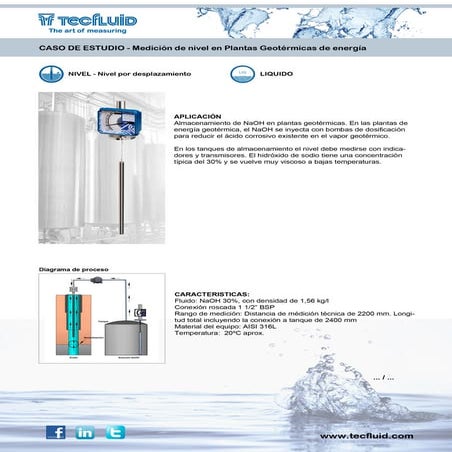 Medición de nivel en plantas geotérmicas de energía - Tecfluid Caso de Estudio