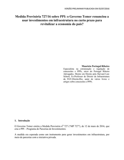 Medida Provisória 727 sobre PPI: o ...