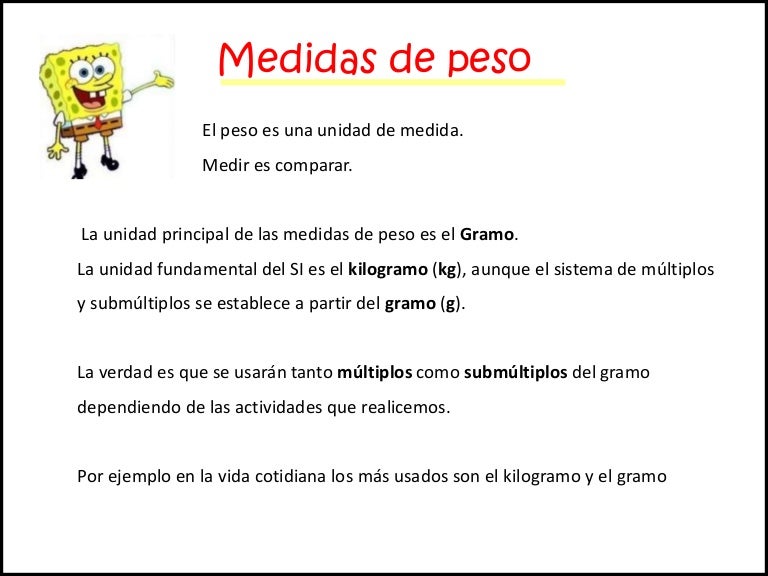 Tabla De Medidas De Peso