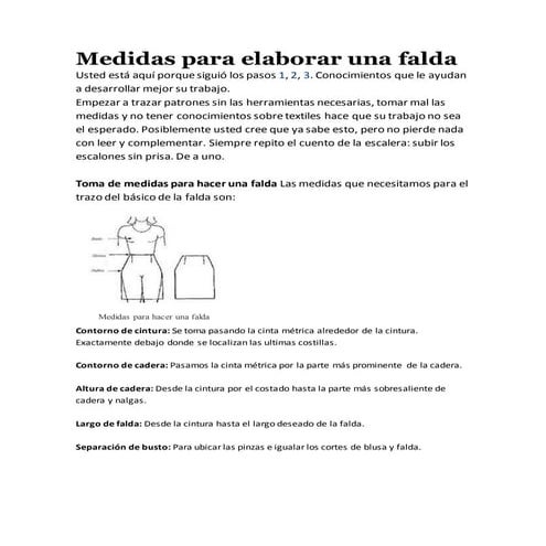 Medidas para elaborar una falda