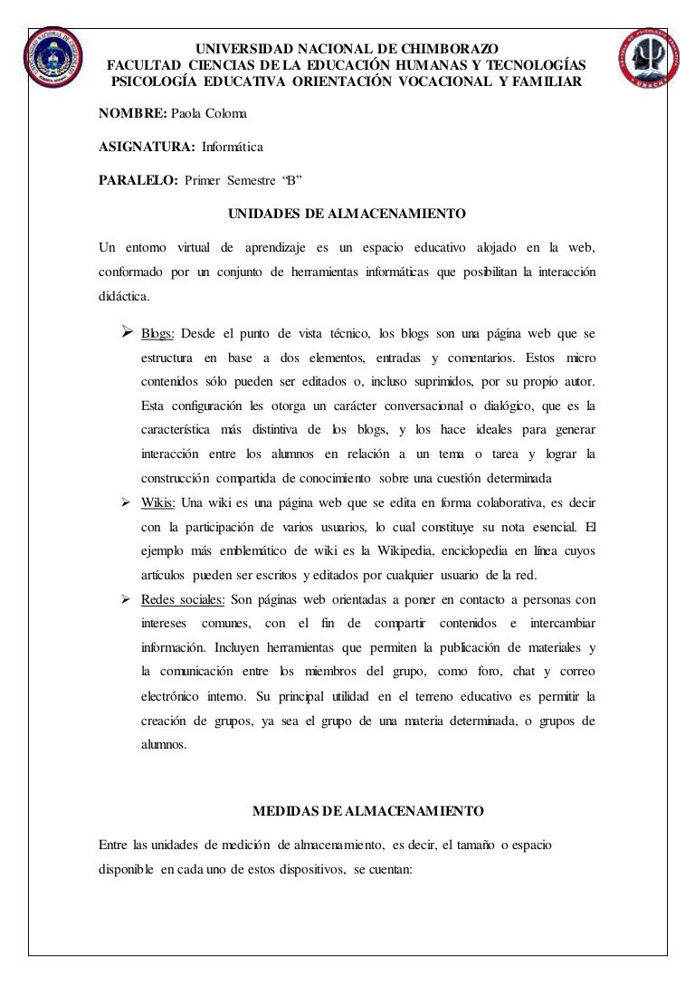 Medidas y unidades de almacenamiento