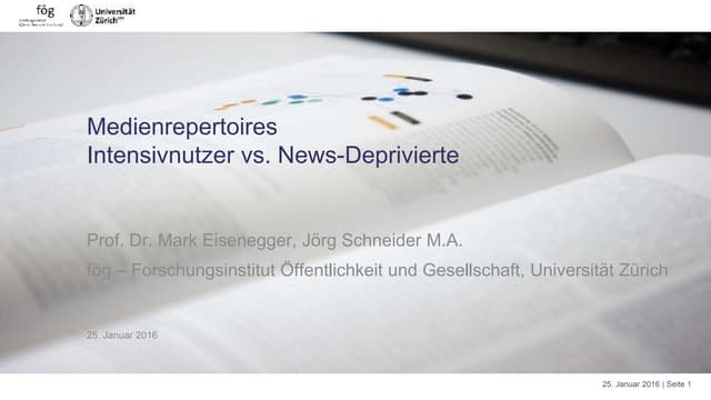 Medienrepertoires: Intensivnutzer vs. News-Deprivierte