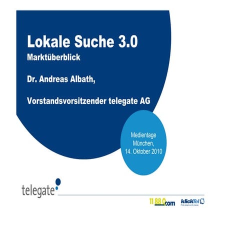 Medientage2010: Lokale Suche 3.0 telegate AG