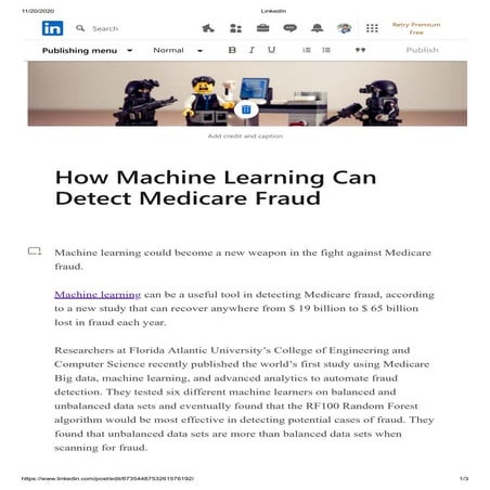 How Machine Learning Can Detect Medicare Fraud