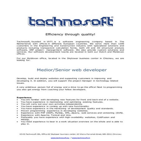 Medior senior web developer