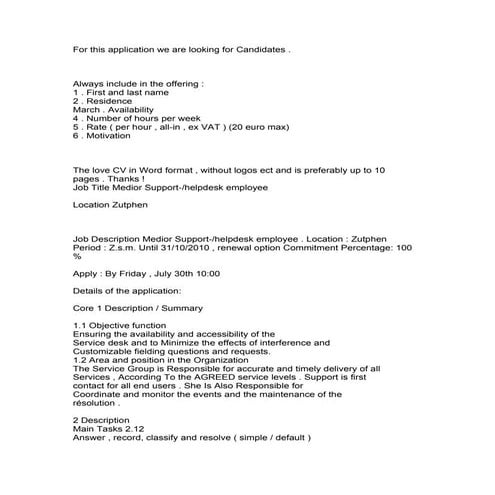 Medior Support   Helpdesk Employee