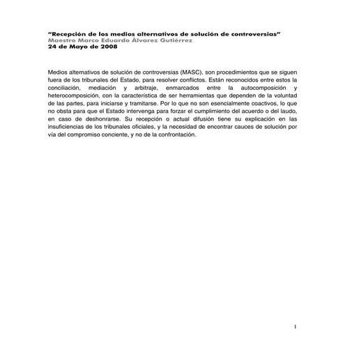 Medios alternativos de solución de controversias.