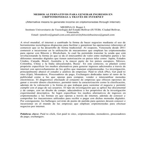 Medios alternativos para generar ingresos publicar 2017